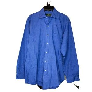 Men's Embassy Row Long Sleeve Blue Polka Dot Dress Shirt Size 15 1/2, 34/35